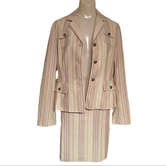 Vintage Harold’s Light Cotton Tweed Bold Button 2Pc Skirt Suit Set - Picture 3 of 16